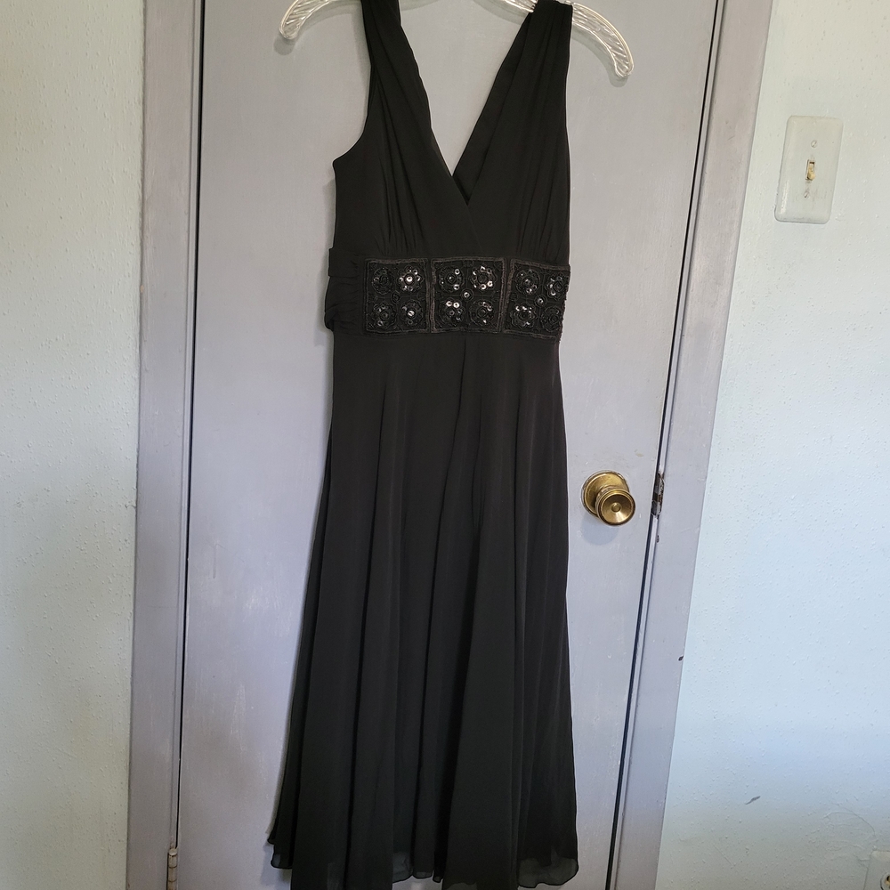 Max & Cleo Black Midi Dress with Sequin Detail